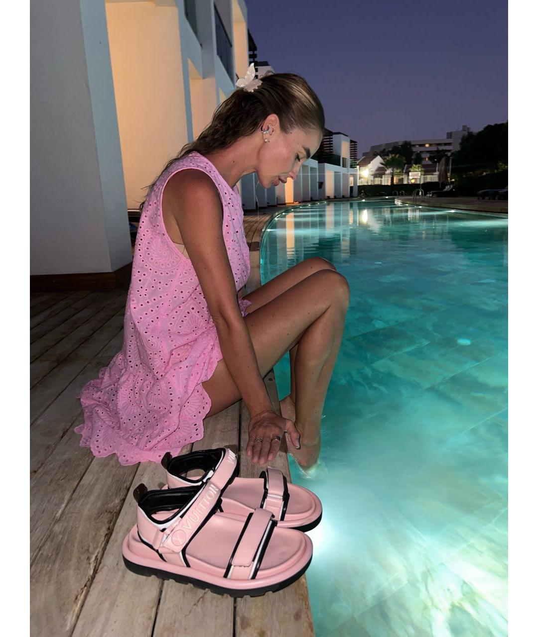 LOUIS VUITTON PRE-OWNED Розовые кожаные сандалии, фото 6