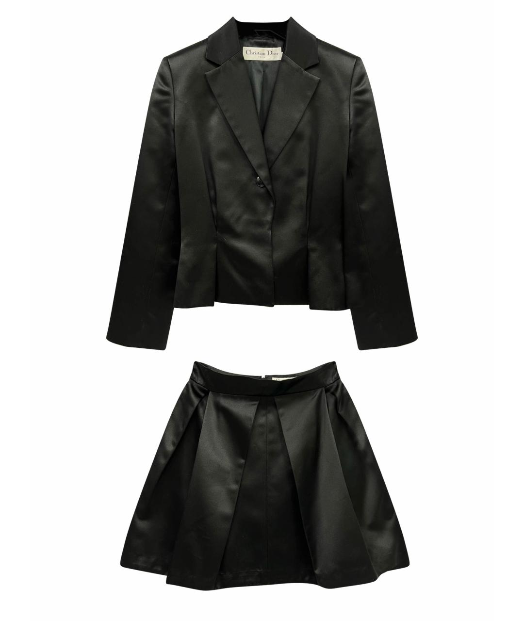 CHRISTIAN DIOR Черный шелковый костюм с юбками, фото 1