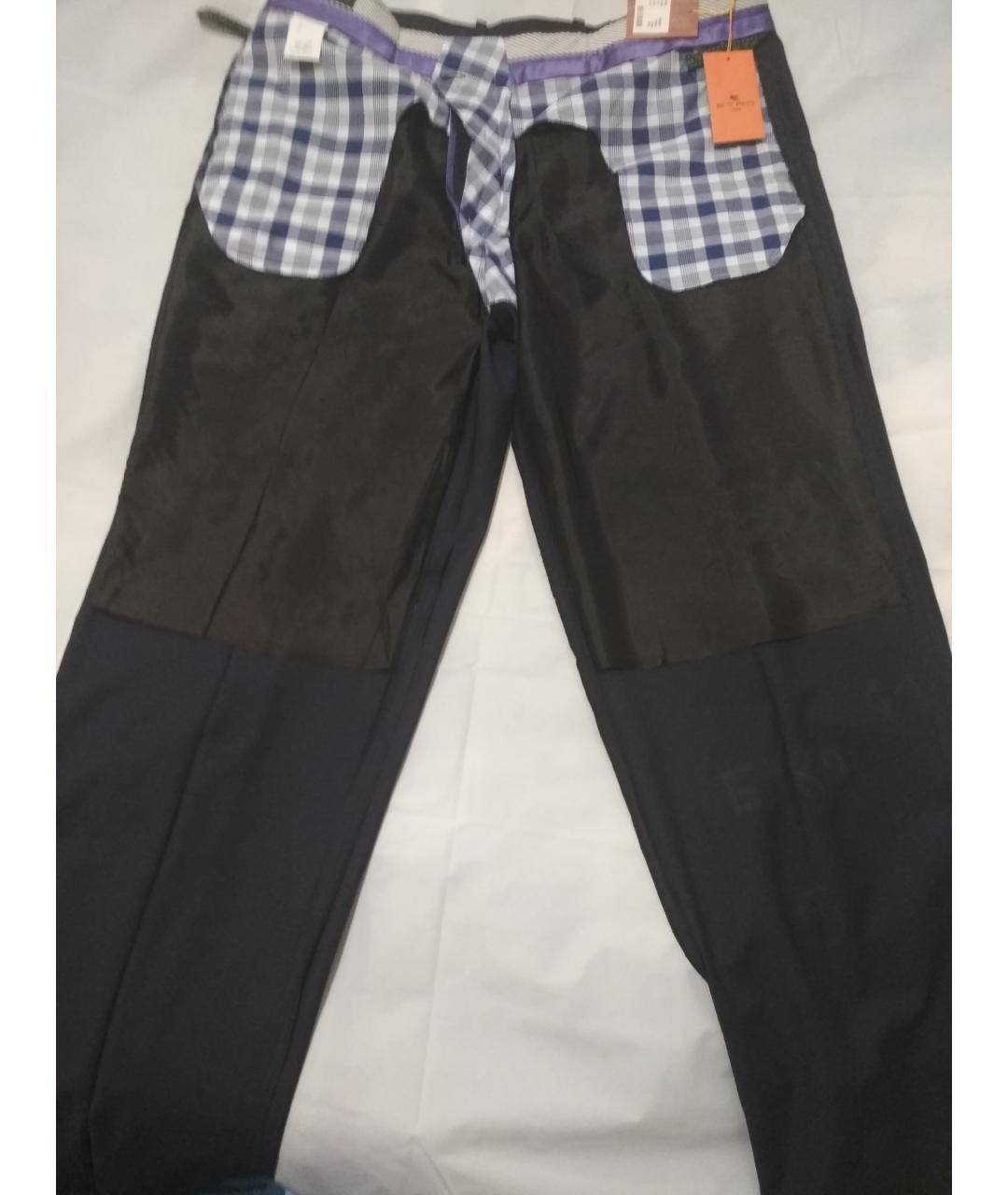 ETRO Темно-синие шерстяные классические брюки, фото 3