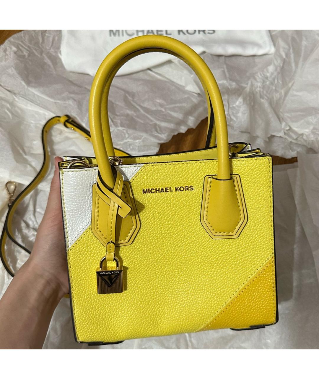 MICHAEL KORS Желтая кожаная сумка через плечо, фото 2