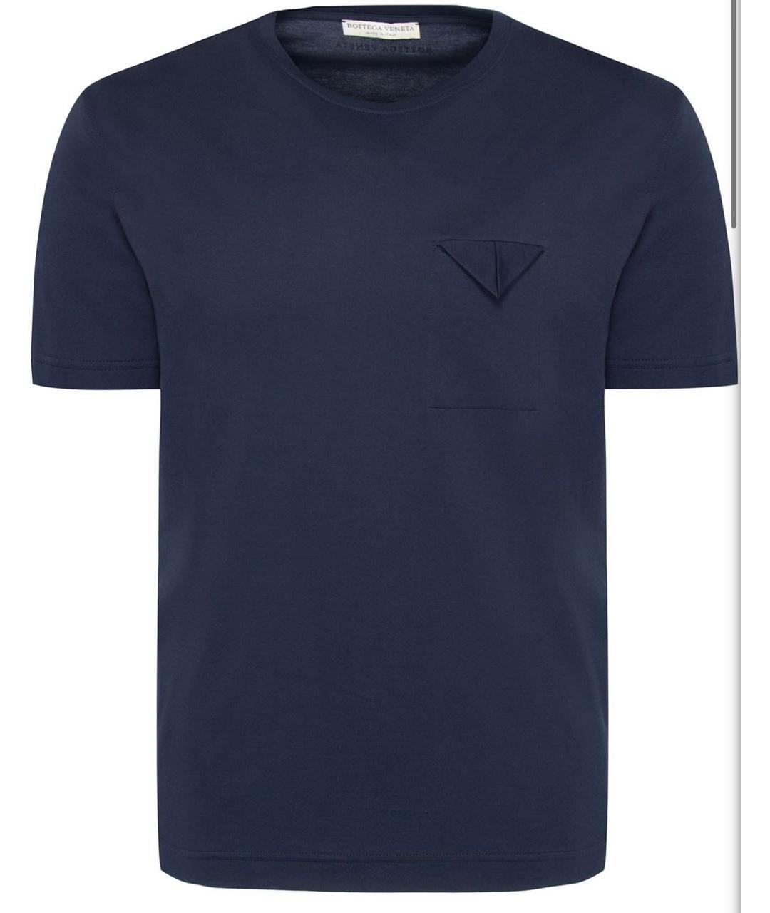 BOTTEGA VENETA Темно-синяя хлопковая футболка, фото 5