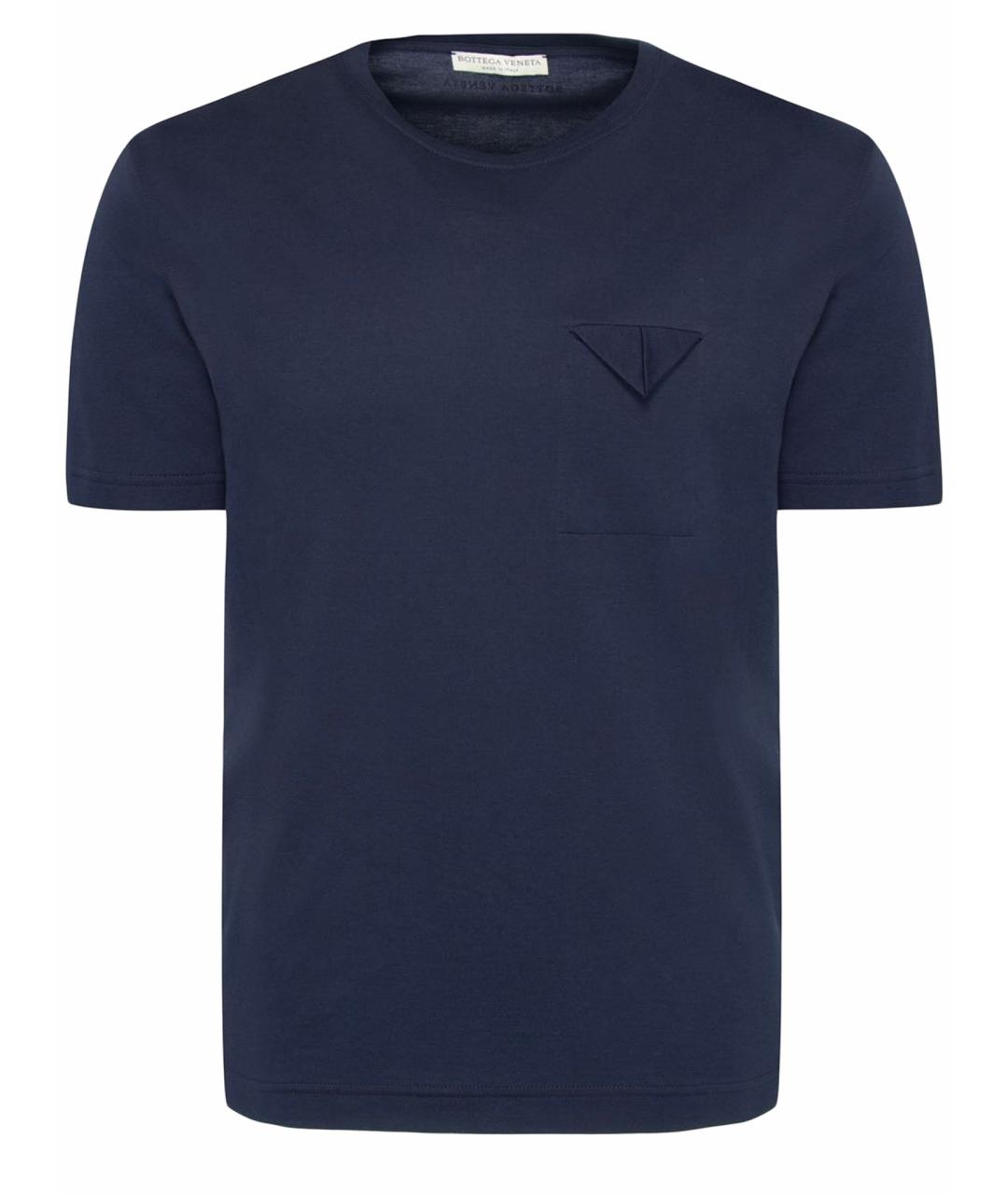 BOTTEGA VENETA Темно-синяя хлопковая футболка, фото 1