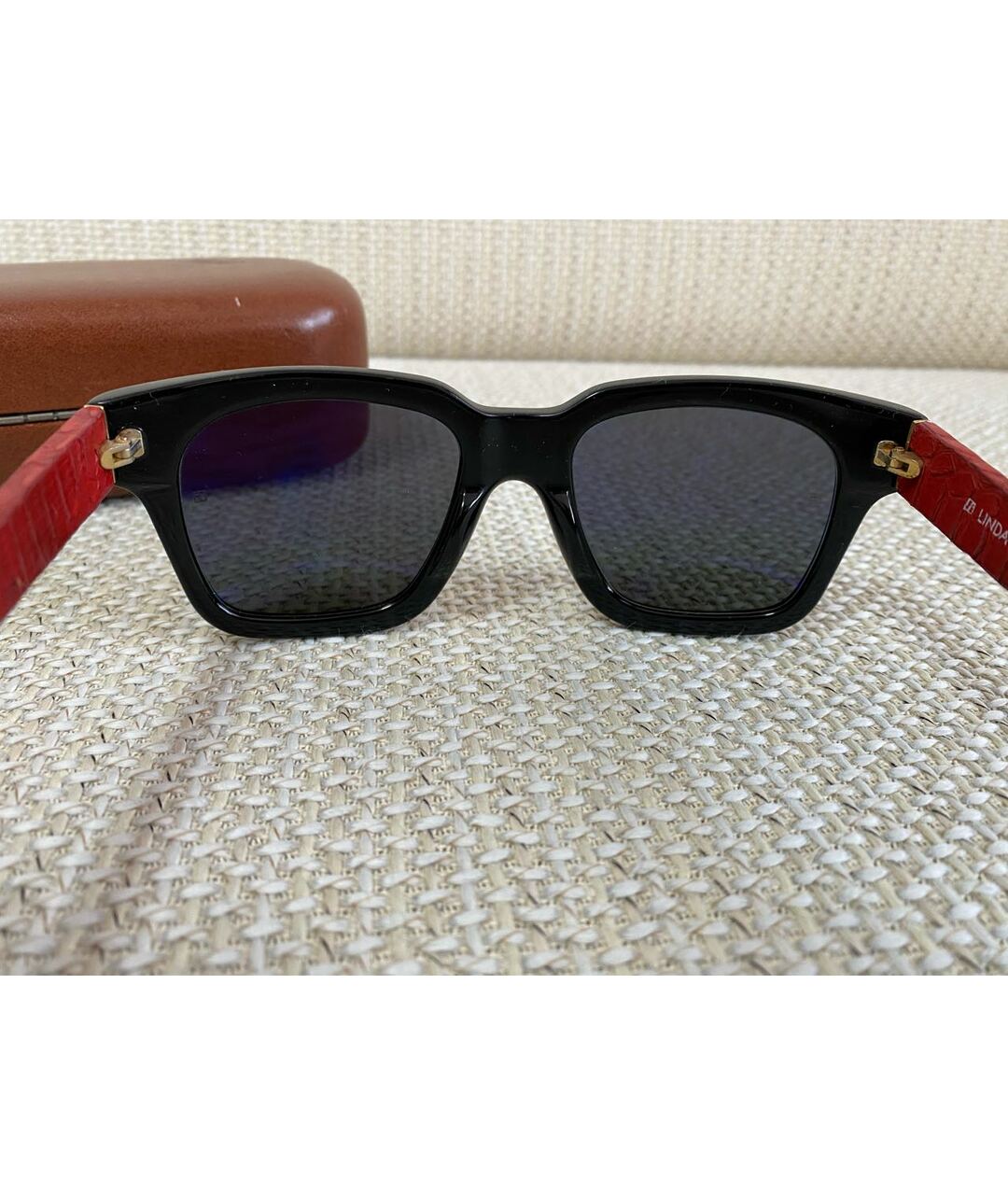 LINDA FARROW Черные пластиковые солнцезащитные очки, фото 6