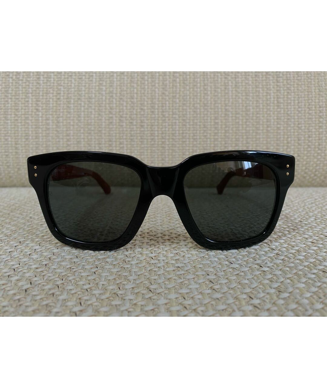 LINDA FARROW Черные пластиковые солнцезащитные очки, фото 9