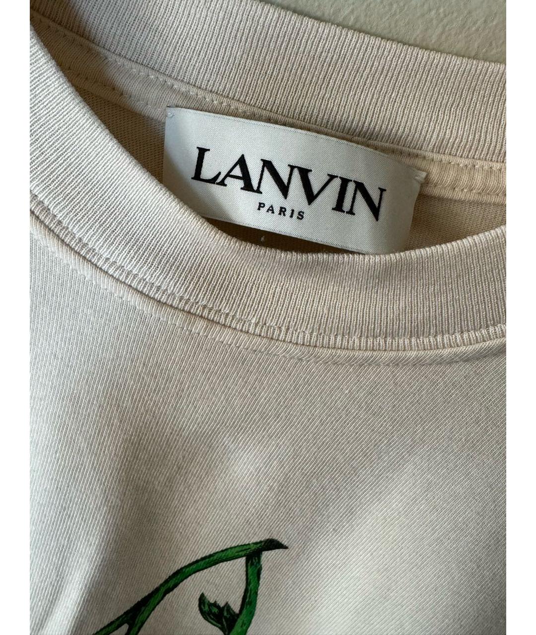 LANVIN Бежевая хлопковая футболка, фото 3