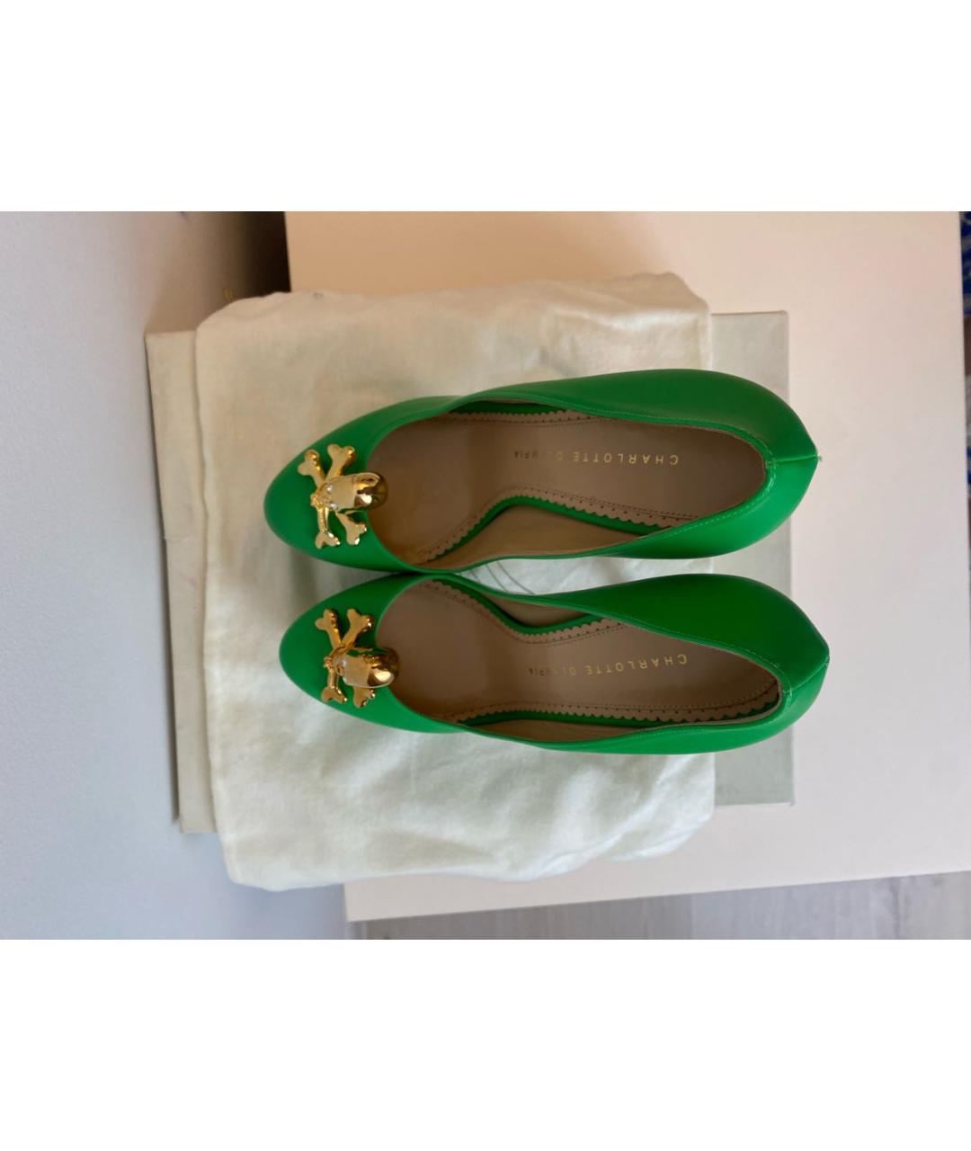CHARLOTTE OLYMPIA Зеленые кожаные туфли, фото 3
