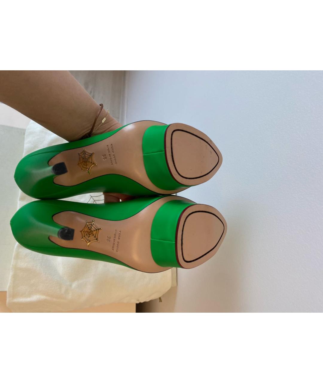 CHARLOTTE OLYMPIA Зеленые кожаные туфли, фото 5