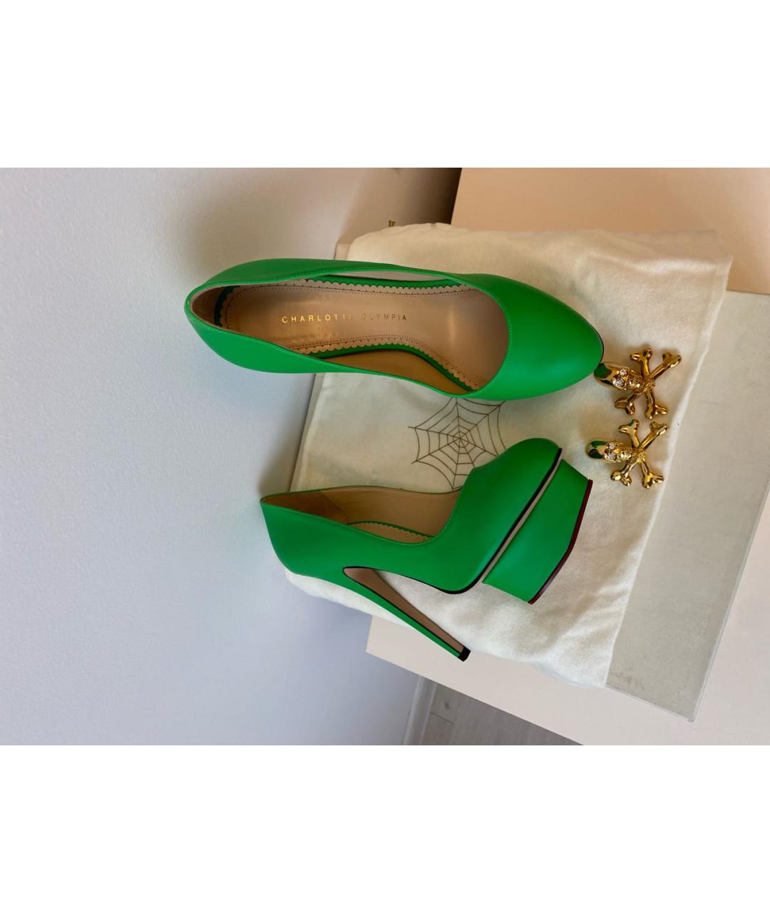 CHARLOTTE OLYMPIA Зеленые кожаные туфли, фото 6