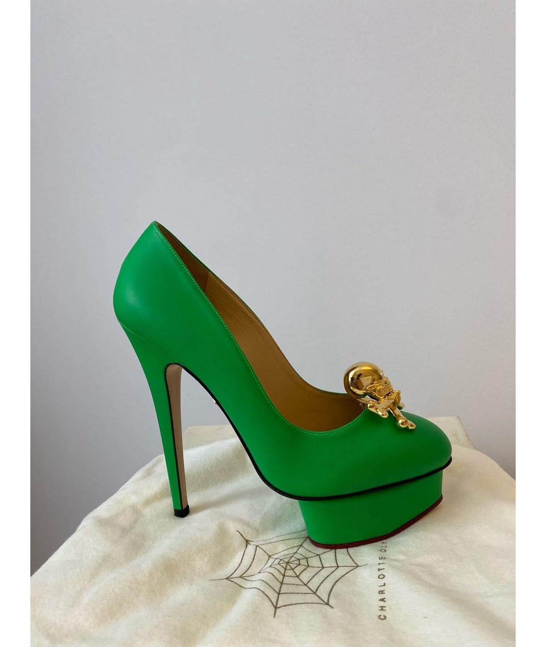 CHARLOTTE OLYMPIA Зеленые кожаные туфли, фото 8