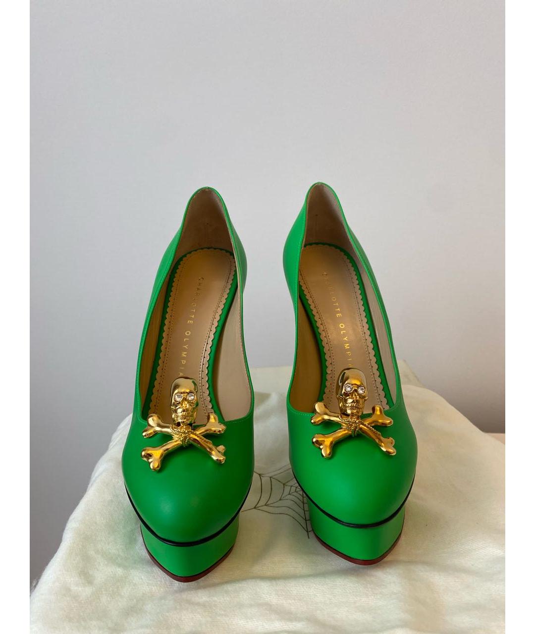 CHARLOTTE OLYMPIA Зеленые кожаные туфли, фото 2