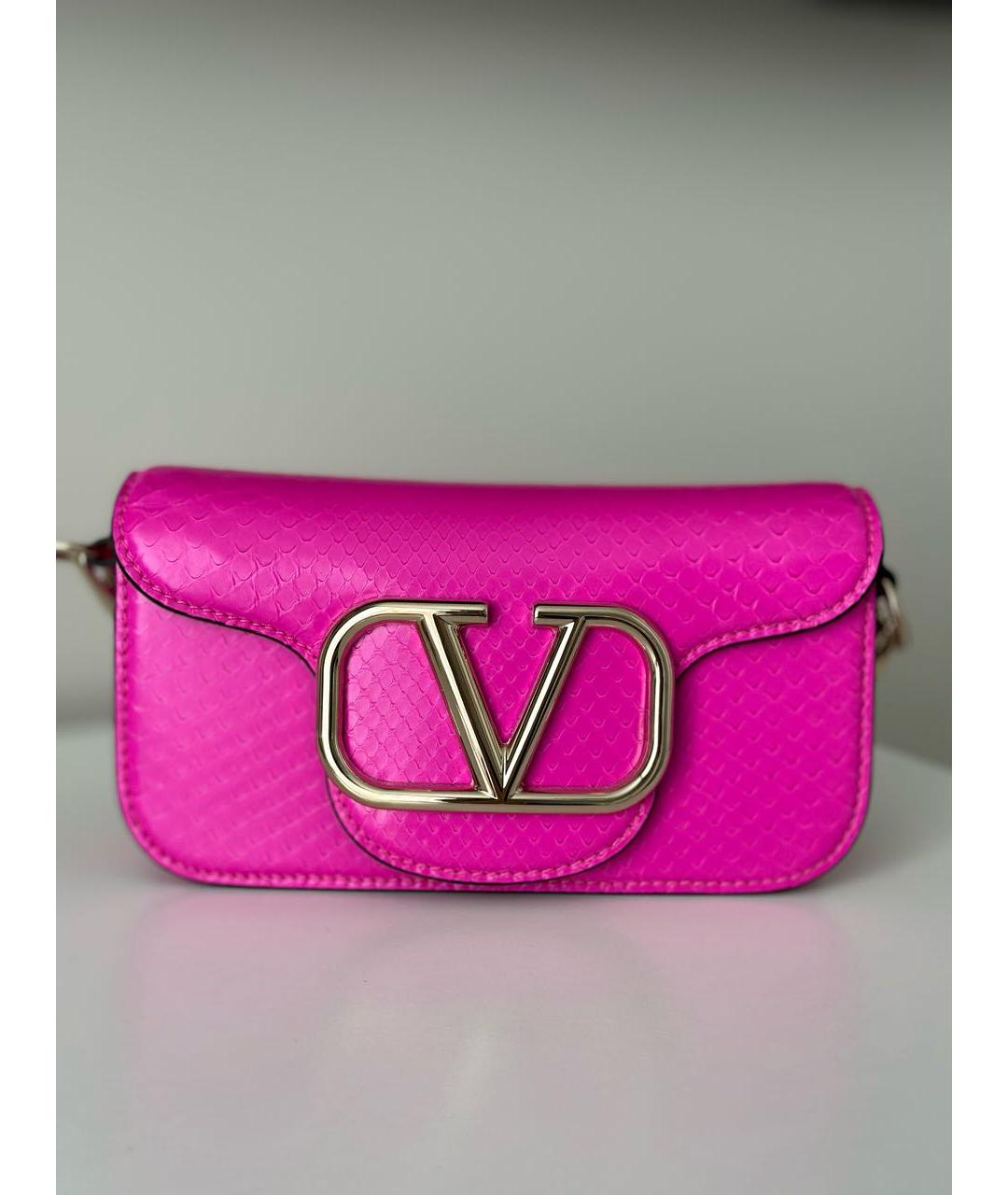 VALENTINO Розовая сумка через плечо из экзотической кожи, фото 8