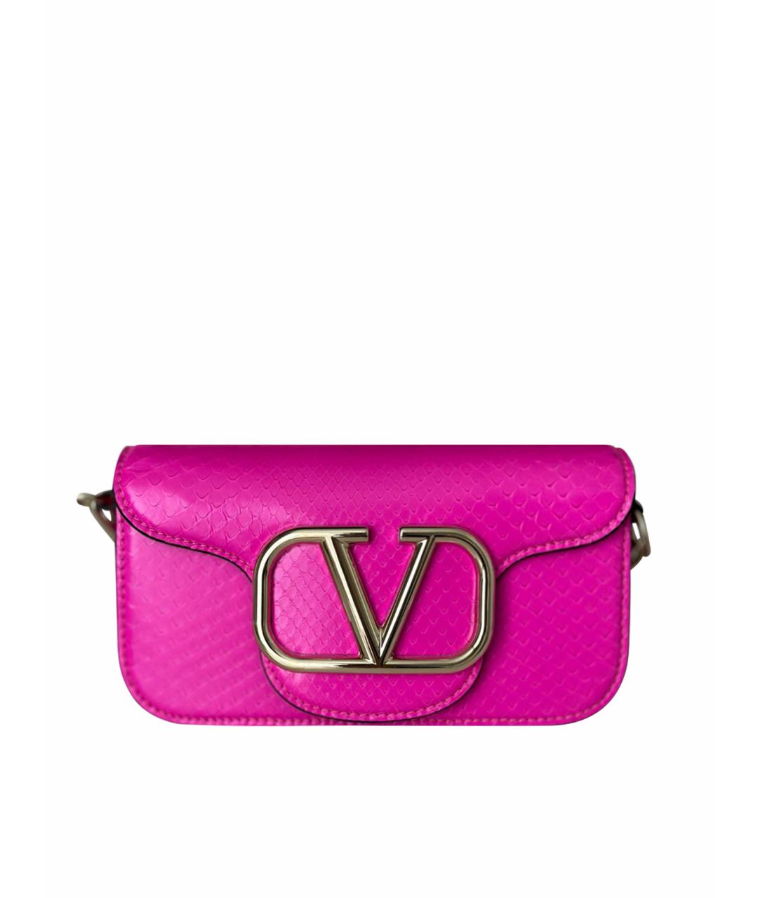 VALENTINO Розовая сумка через плечо из экзотической кожи, фото 1