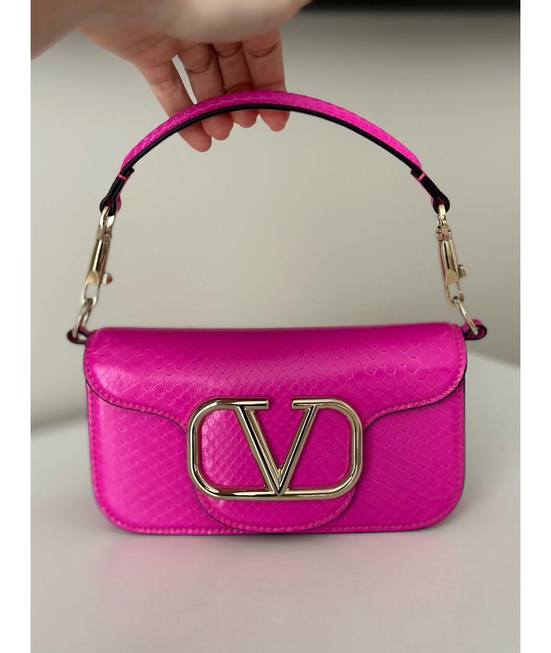 VALENTINO Розовая сумка через плечо из экзотической кожи, фото 5
