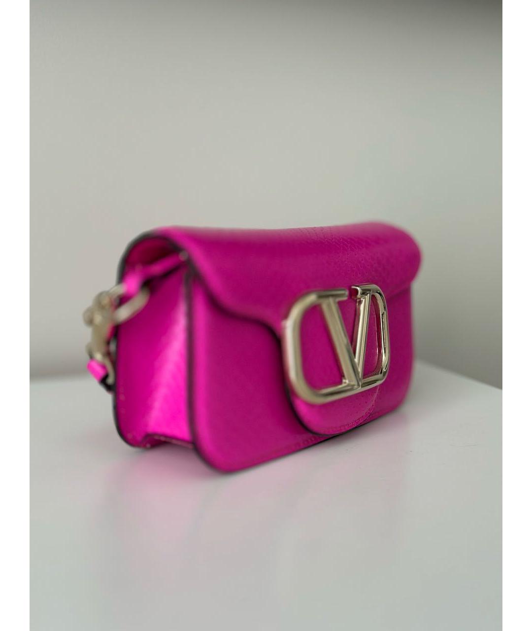 VALENTINO Розовая сумка через плечо из экзотической кожи, фото 2