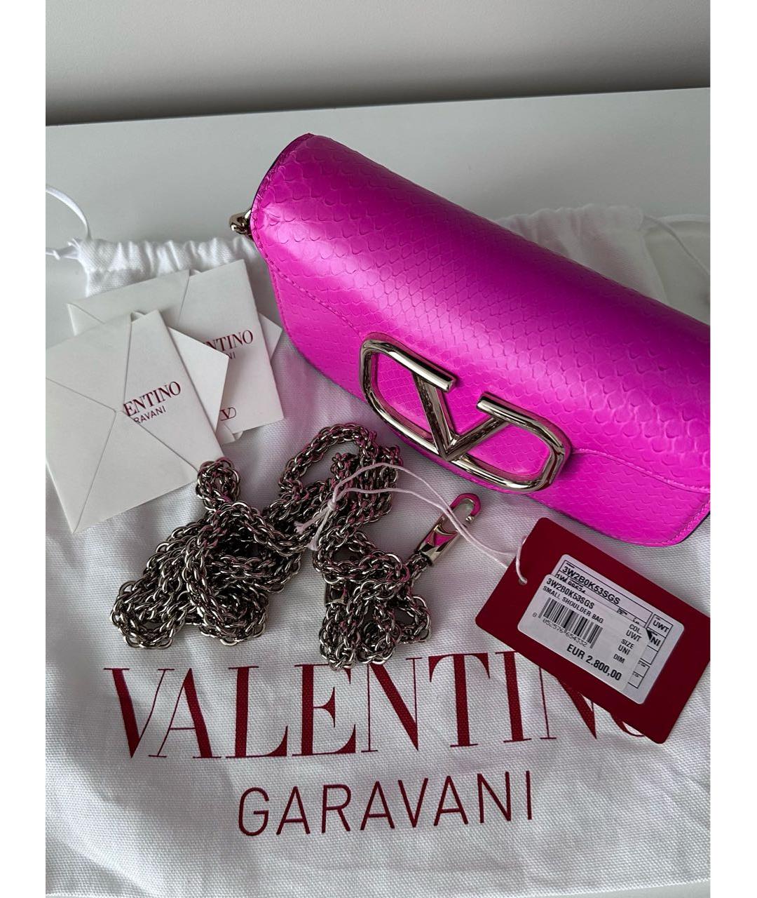 VALENTINO Розовая сумка через плечо из экзотической кожи, фото 6