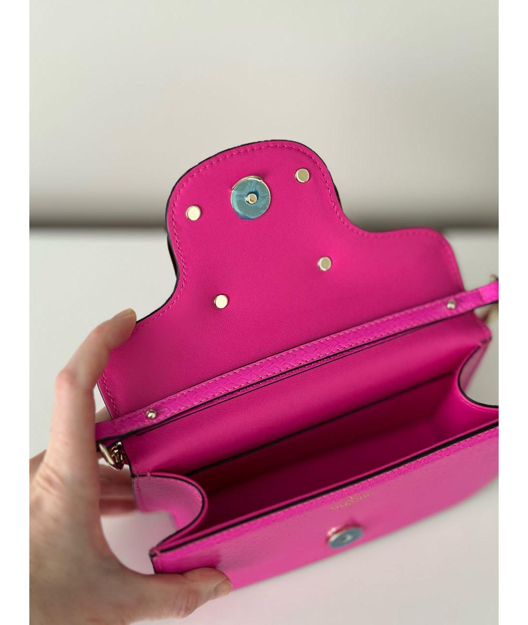 VALENTINO Розовая сумка через плечо из экзотической кожи, фото 3