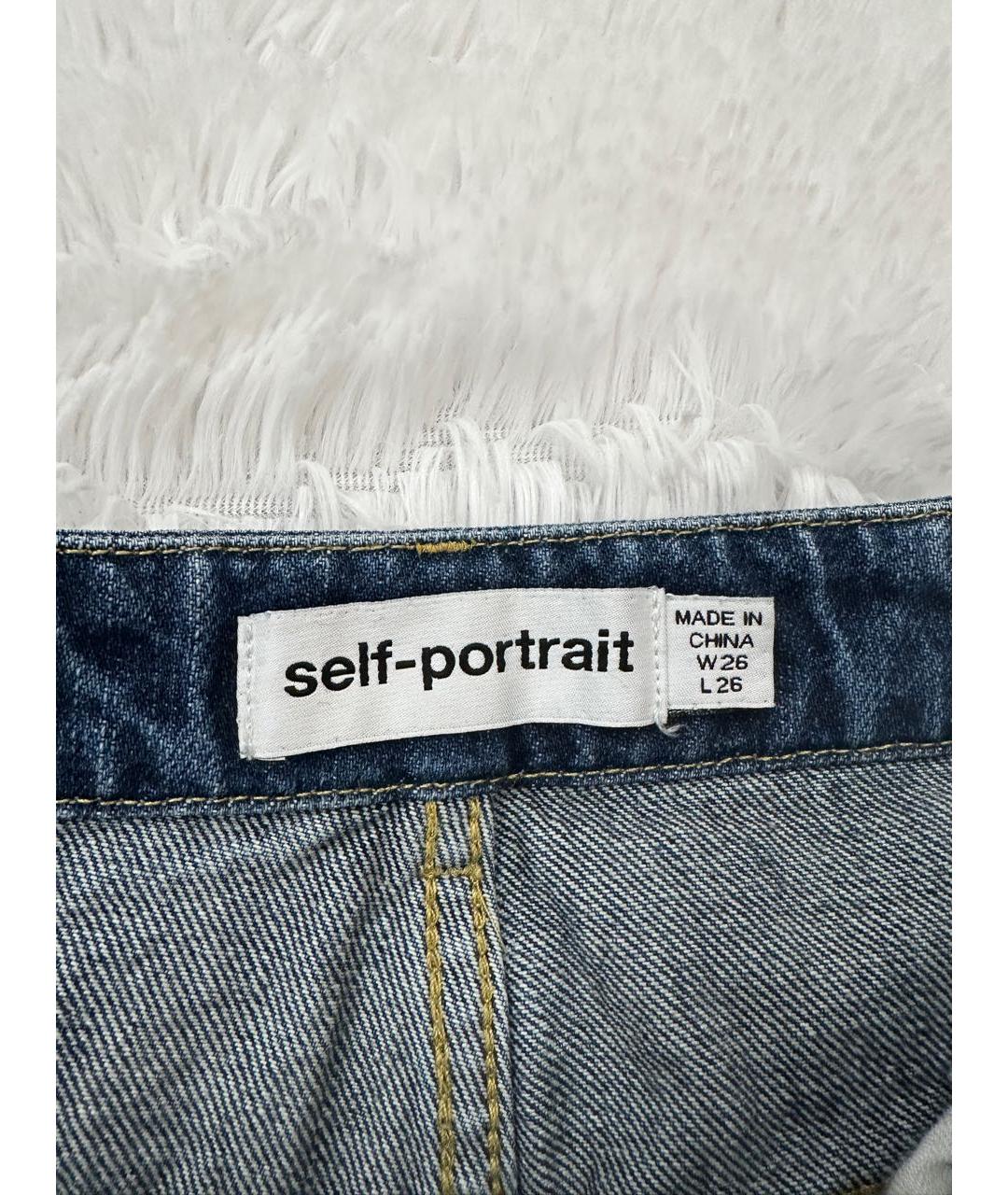 SELF-PORTRAIT Синие хлопковые джинсы слим, фото 2