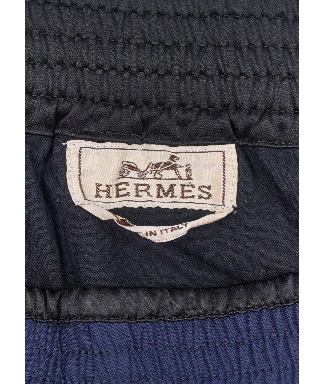 HERMES PRE-OWNED Синие шерстяные повседневные брюки, фото 3