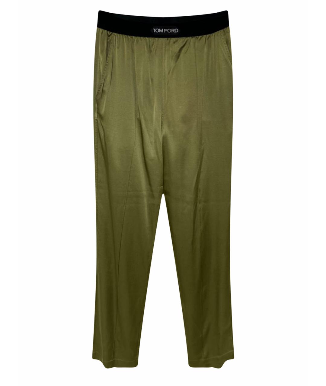 TOM FORD Зеленые шелковые прямые брюки, фото 1