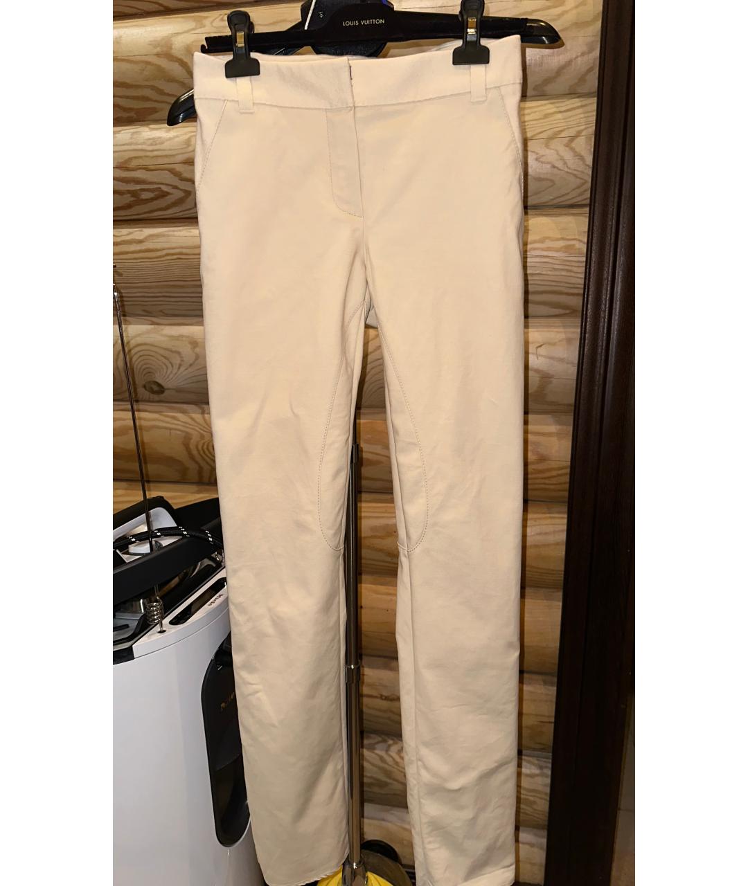 LOUIS VUITTON PRE-OWNED Бежевые хлопко-эластановые брюки узкие, фото 10