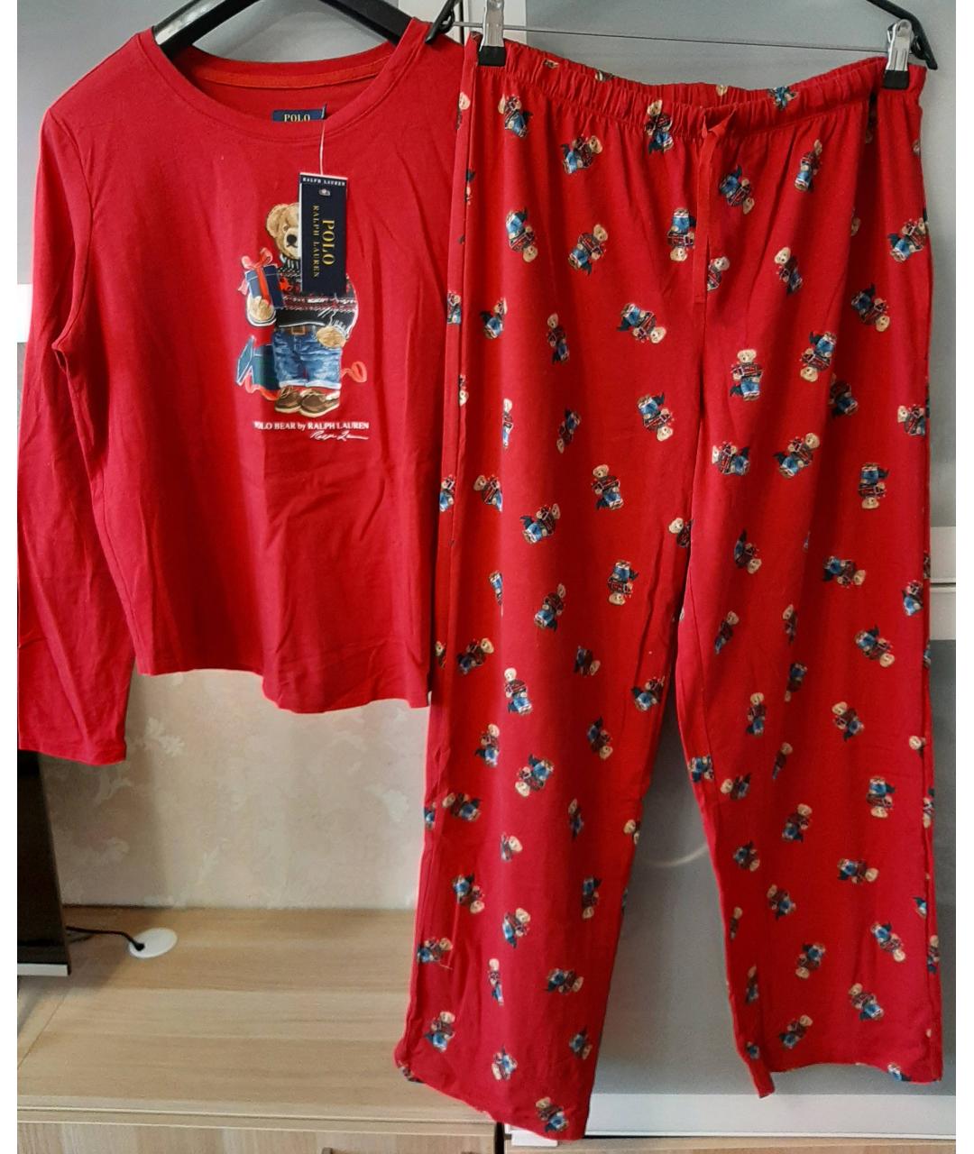 RALPH LAUREN Красная хлопко-эластановая пижама, фото 9