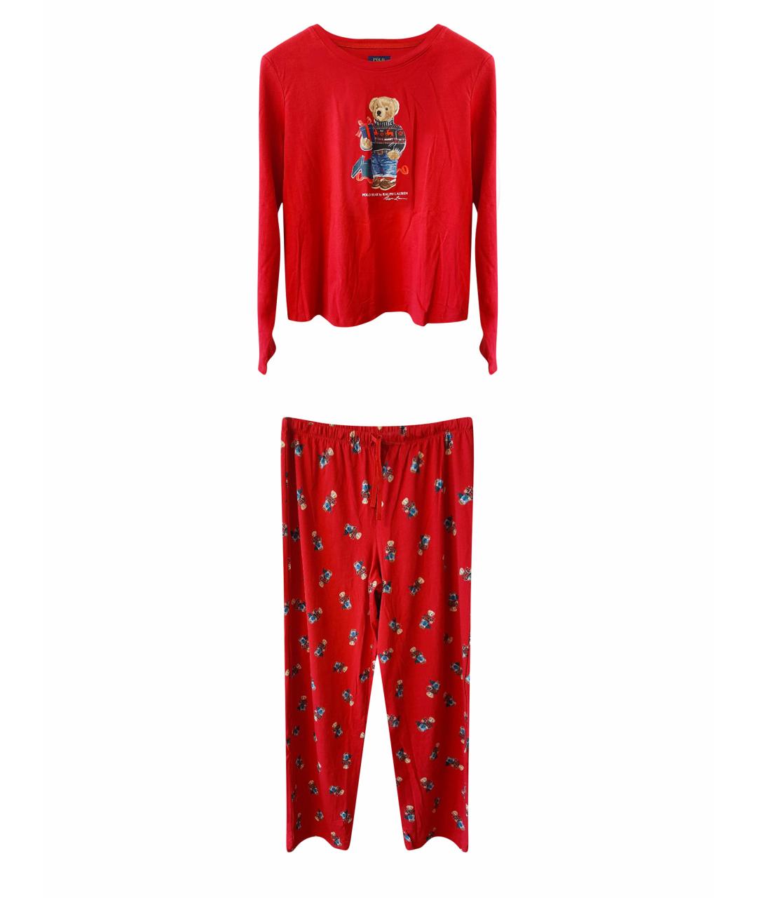 RALPH LAUREN Красная хлопко-эластановая пижама, фото 10