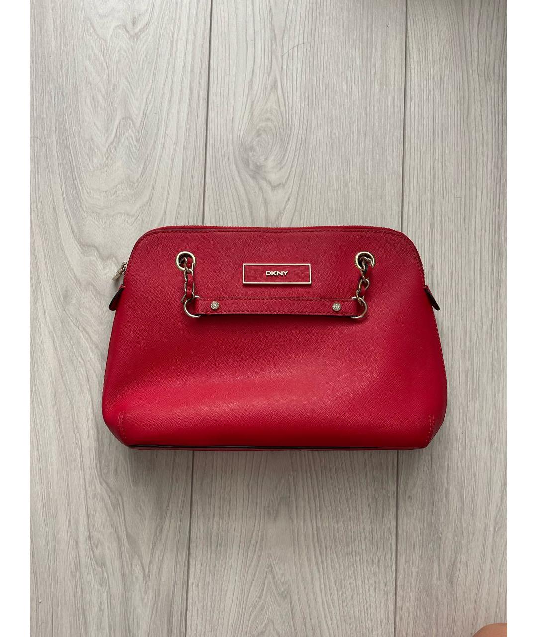 DKNY Красная кожаная сумка через плечо, фото 9
