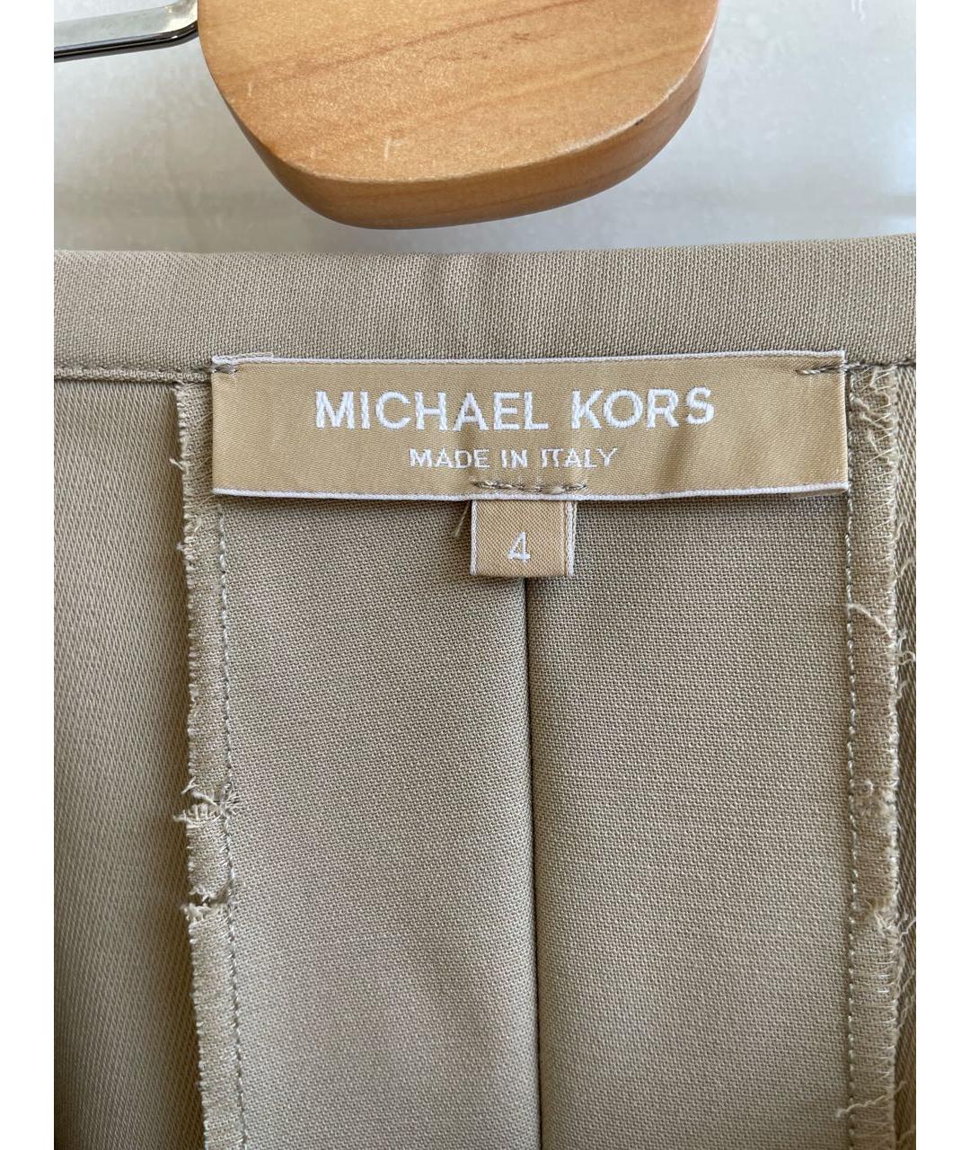MICHAEL KORS Бежевая шерстяная юбка миди, фото 4