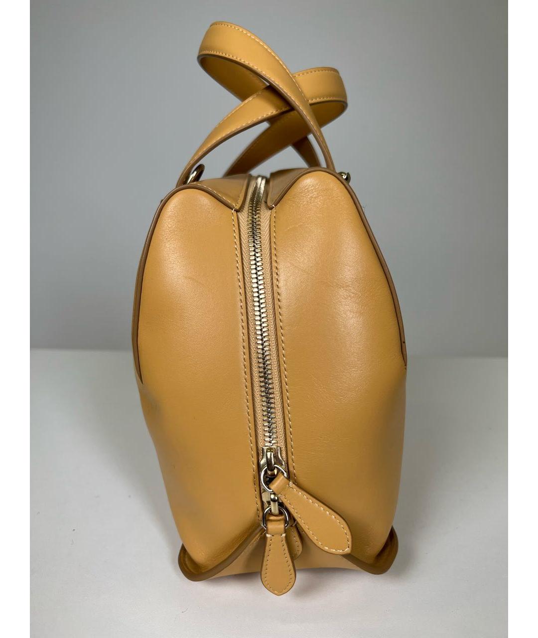 DELPOZO Горчичная кожаная сумка с короткими ручками, фото 4