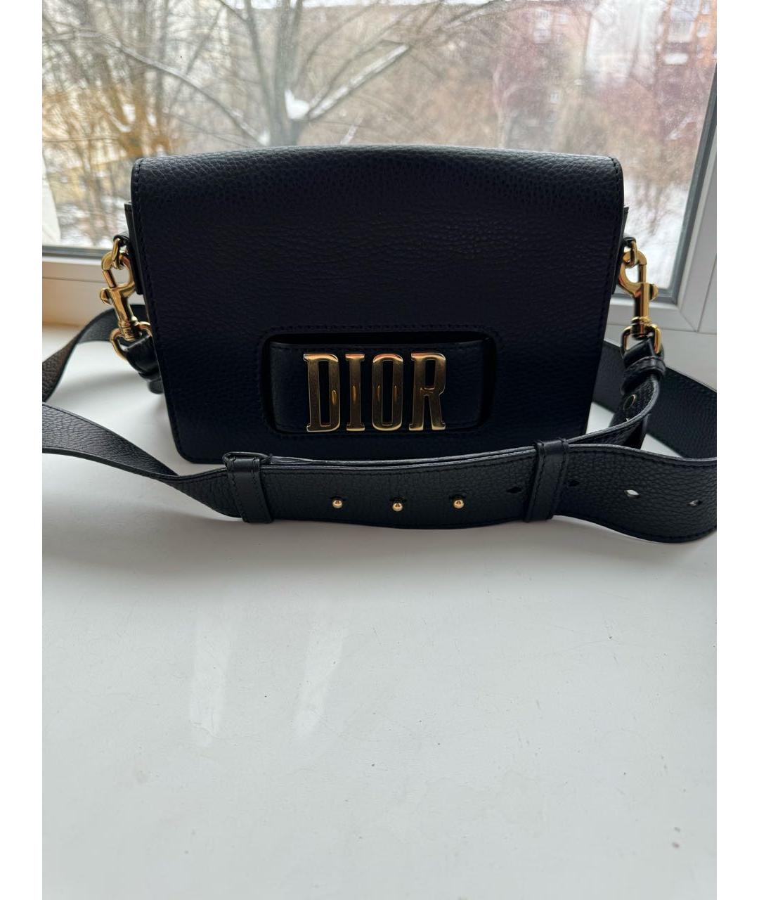 CHRISTIAN DIOR Черная кожаная сумка через плечо, фото 2