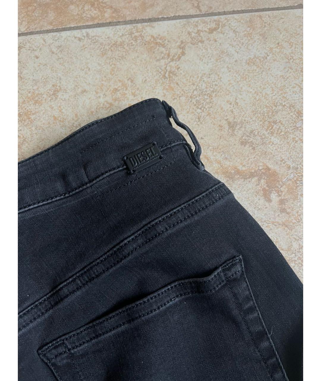 DIESEL Черные хлопко-полиэстеровые джинсы слим, фото 3