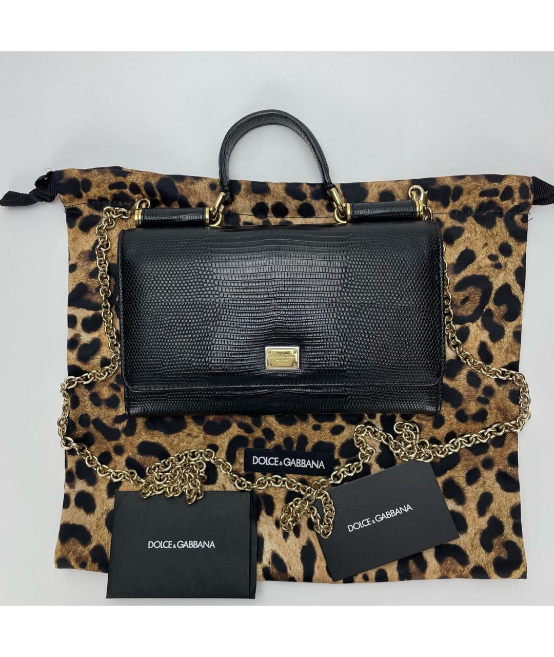 DOLCE&GABBANA Черная кожаная сумка через плечо, фото 2