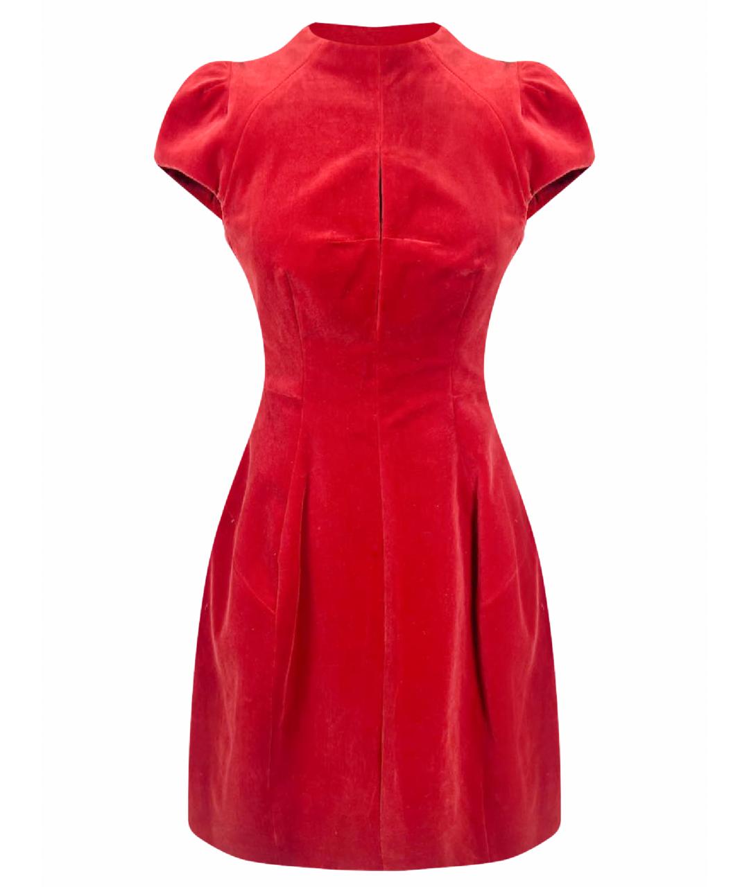 CARVEN Красное ацетатное коктейльное платье, фото 1