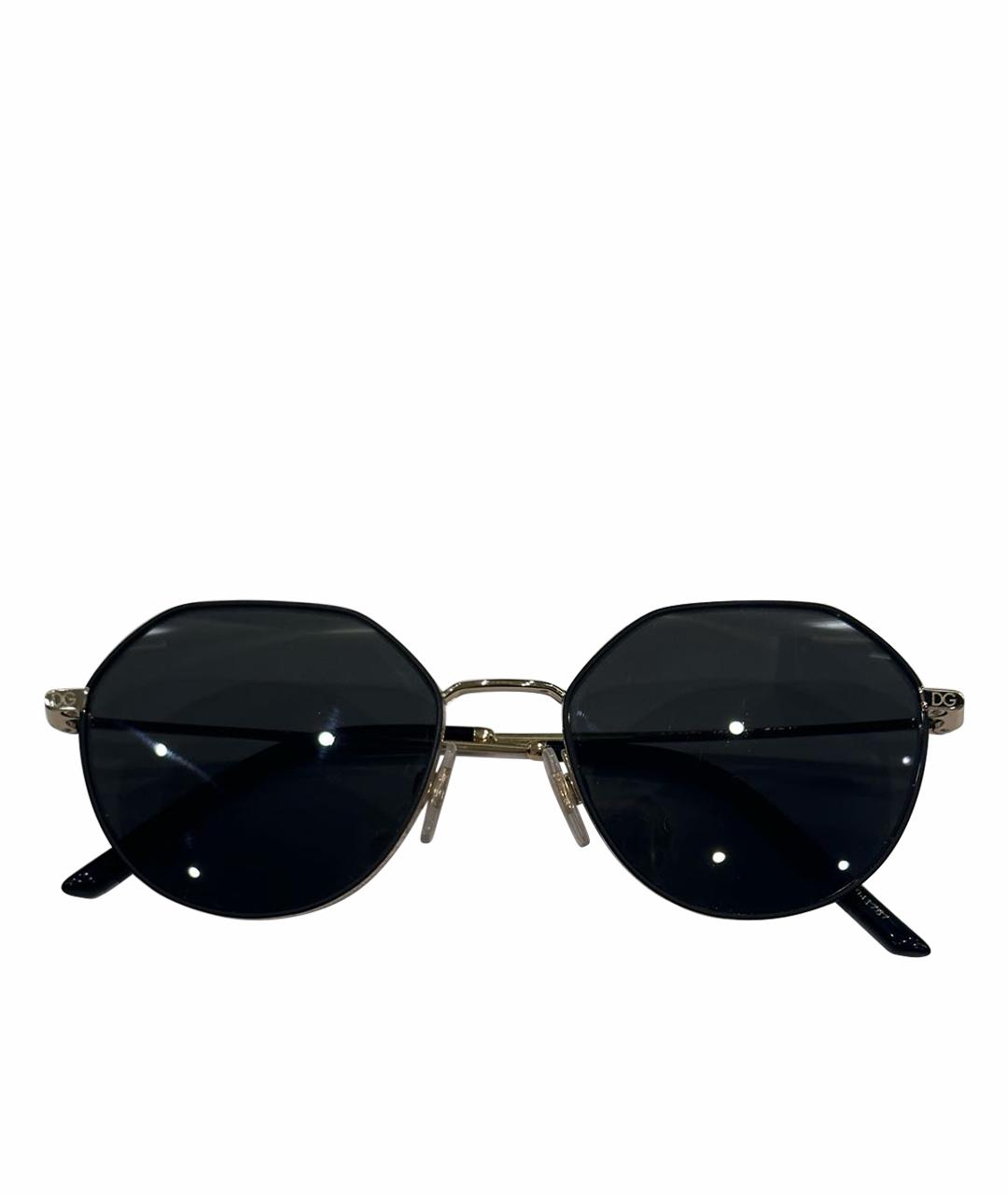 DOLCE&GABBANA Золотые металлические солнцезащитные очки, фото 1