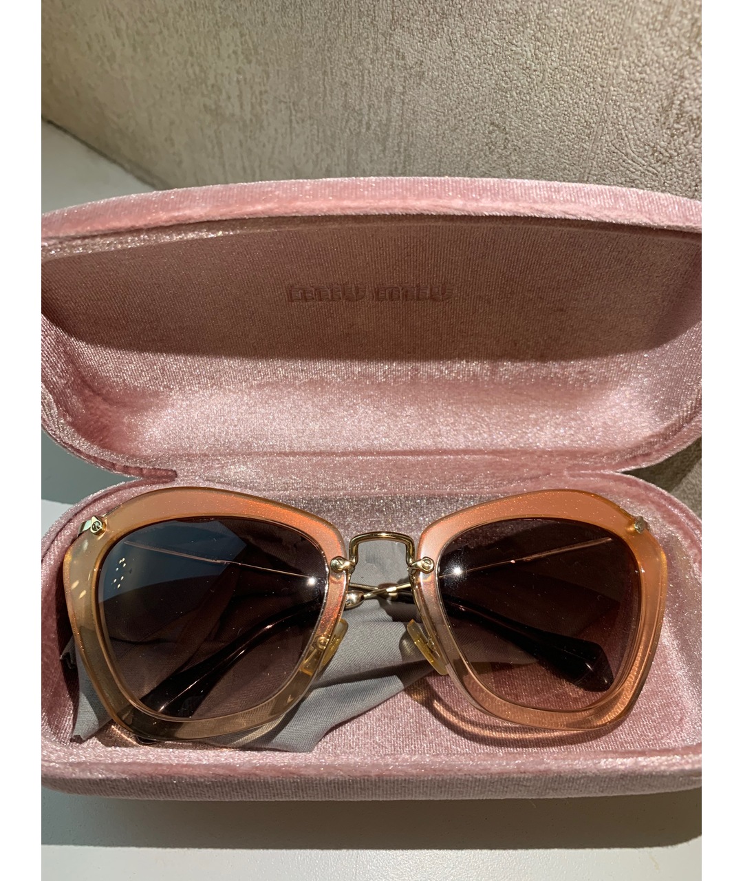 MIU MIU Розовые пластиковые солнцезащитные очки, фото 5