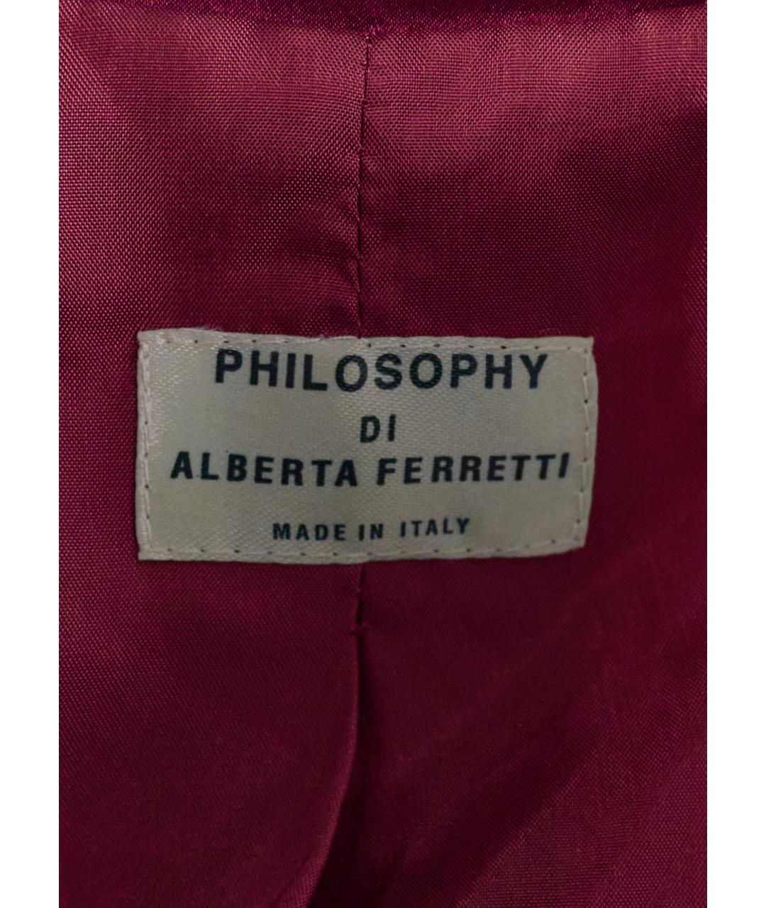PHILOSOPHY DI ALBERTA FERRETTI Бордовый жакет/пиджак, фото 3