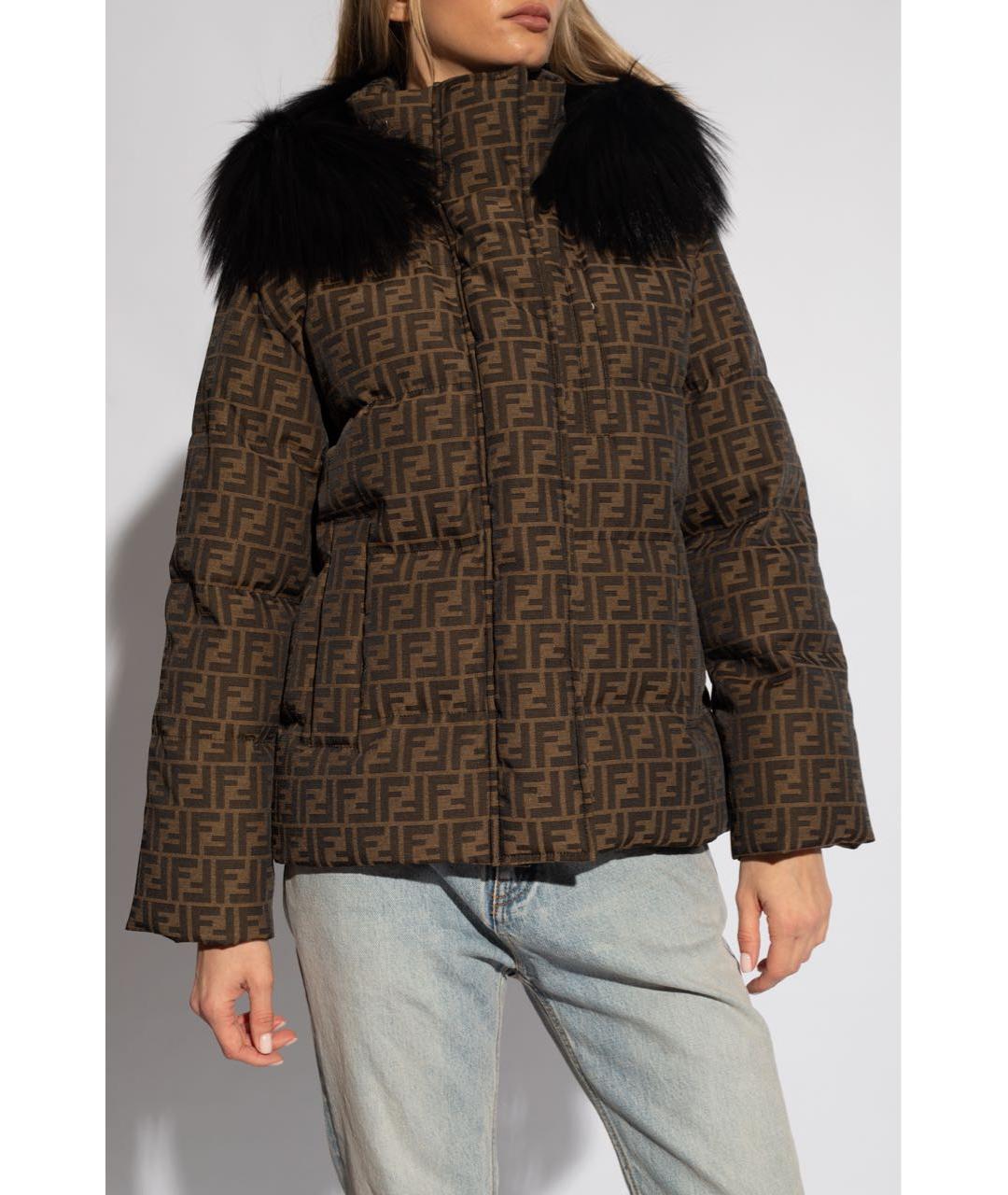 FENDI Коричневая полиэстеровая куртка, фото 3