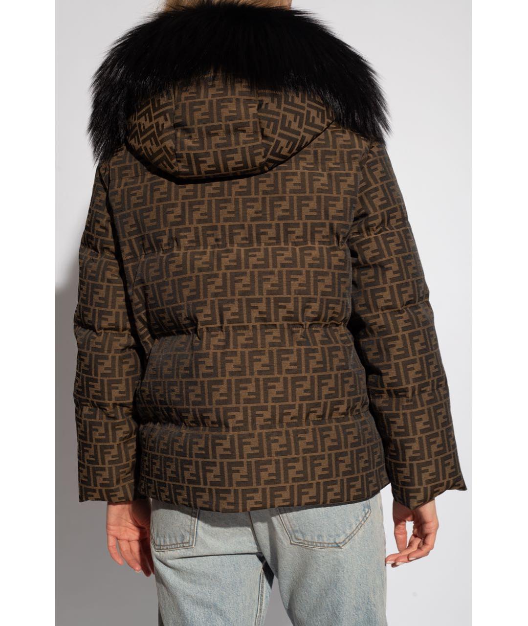 FENDI Коричневая полиэстеровая куртка, фото 4