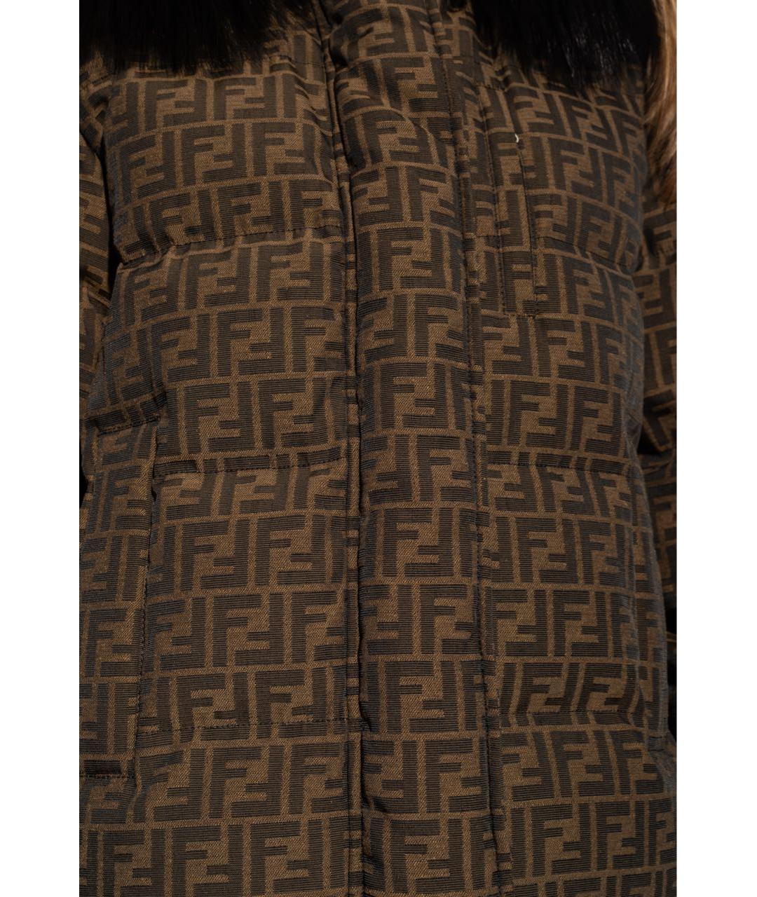 FENDI Коричневая полиэстеровая куртка, фото 2