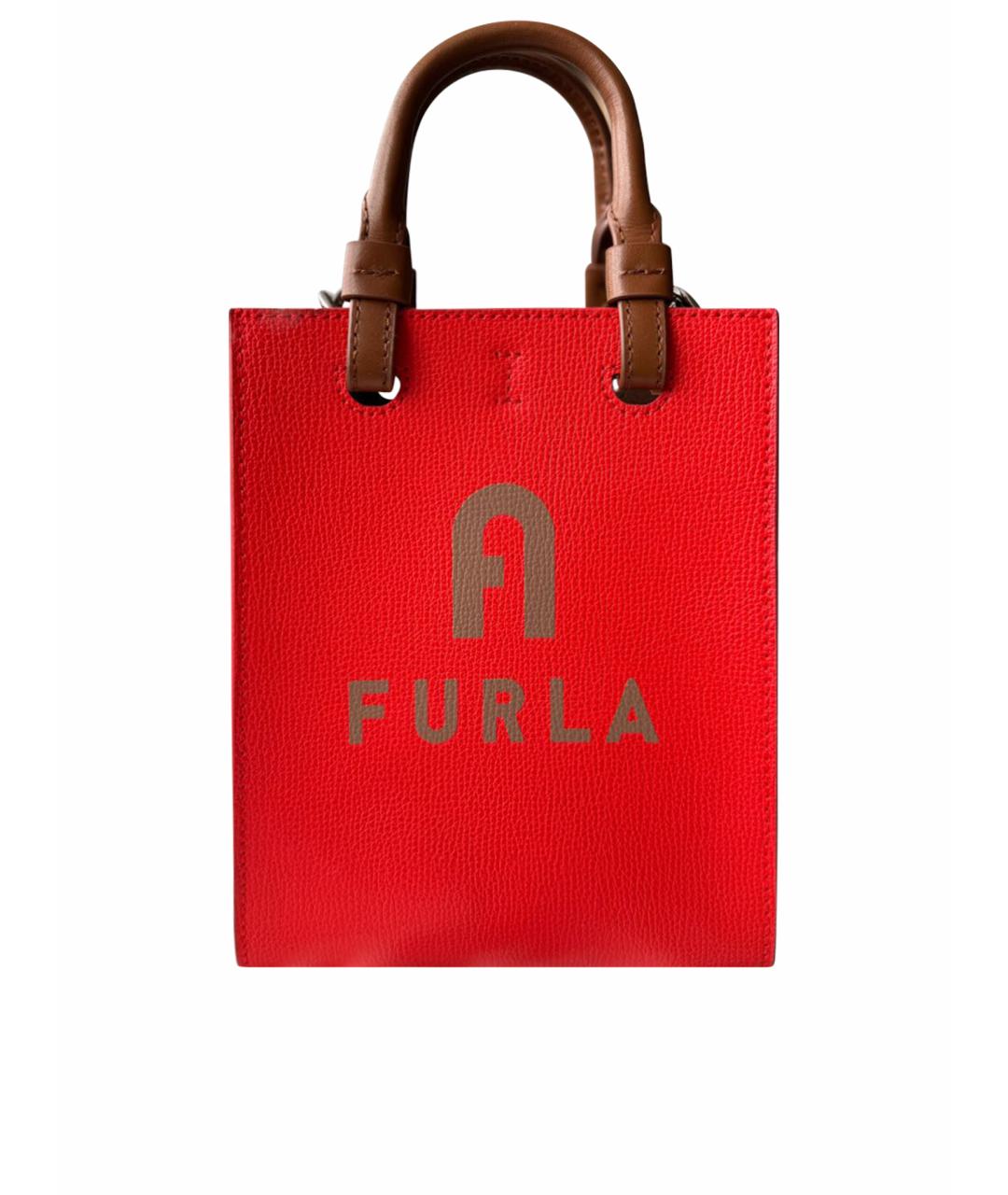 FURLA Оранжевая кожаная сумка тоут, фото 1