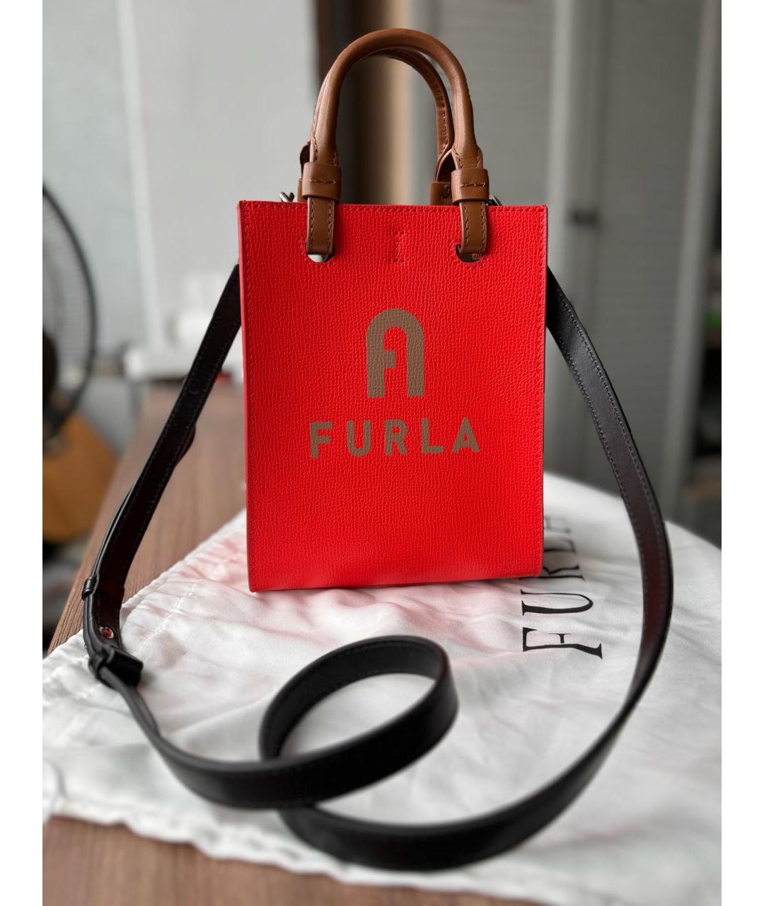 FURLA Оранжевая кожаная сумка тоут, фото 2