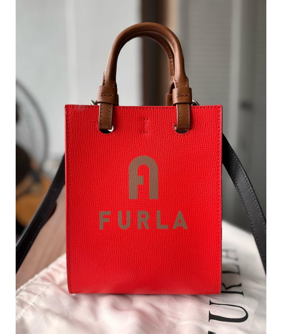 FURLA Оранжевая кожаная сумка тоут, фото 6