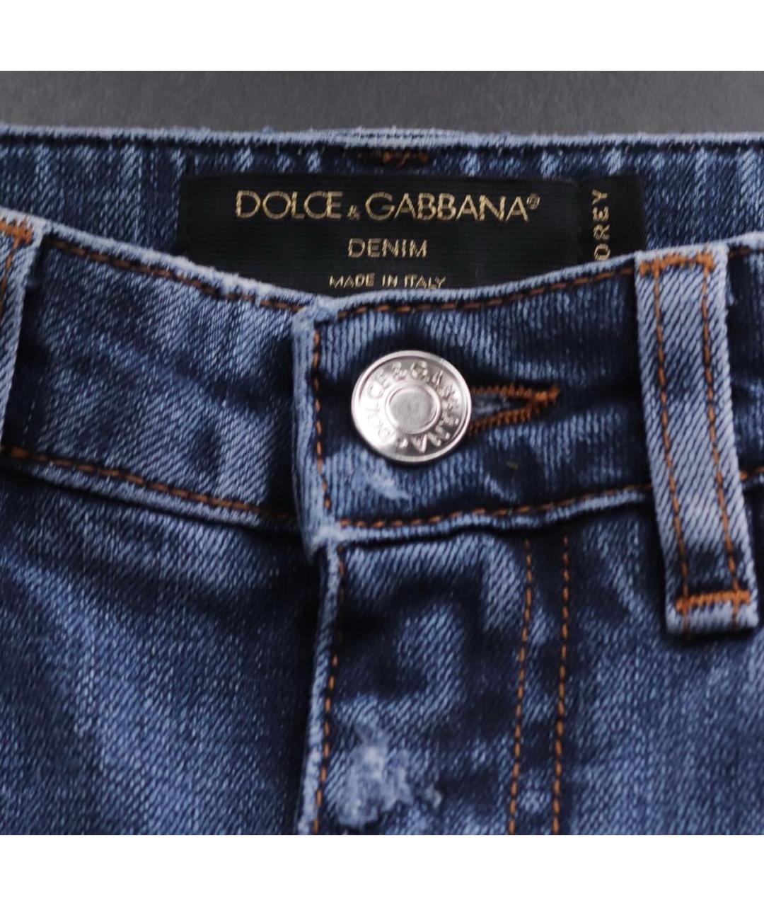 DOLCE&GABBANA Синие хлопко-эластановые джинсы слим, фото 3