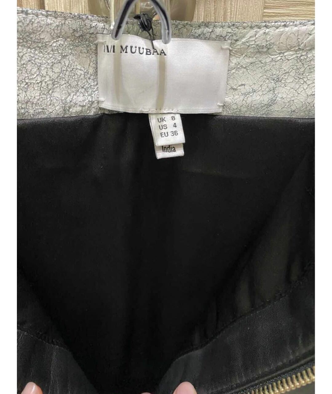 MUUBAA Черная кожаная юбка мини, фото 6