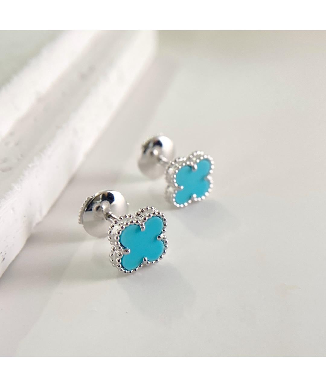 VAN CLEEF & ARPELS Бирюзовые серьги из белого золота, фото 2