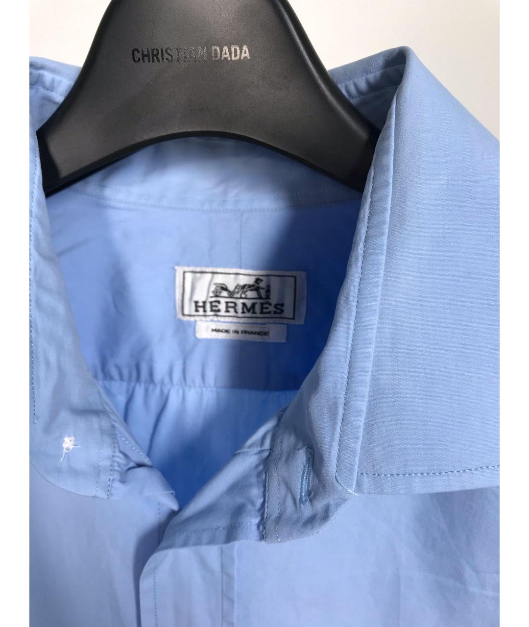 HERMES Голубая хлопковая классическая рубашка, фото 3