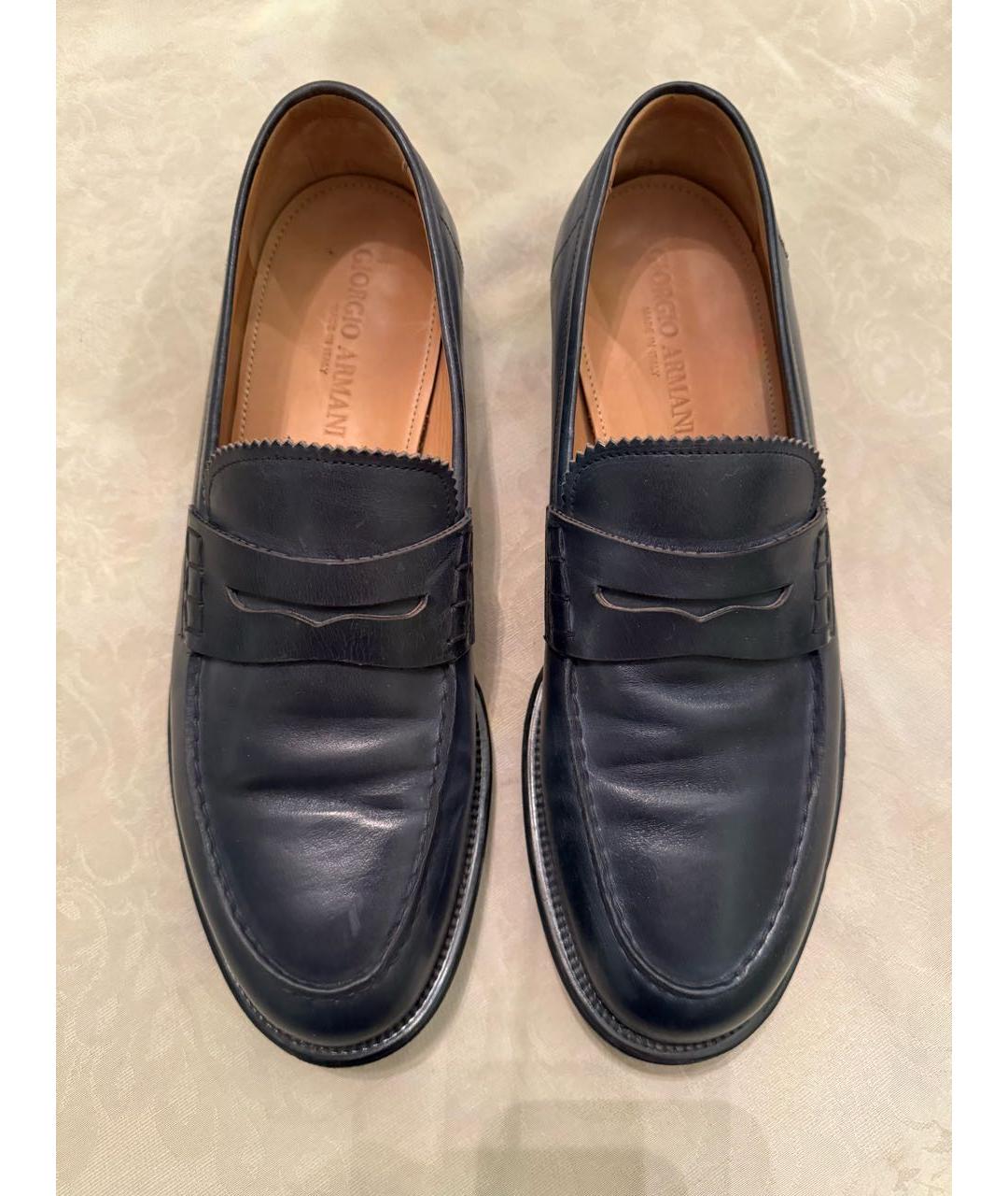 GIORGIO ARMANI Темно-синие кожаные туфли, фото 2