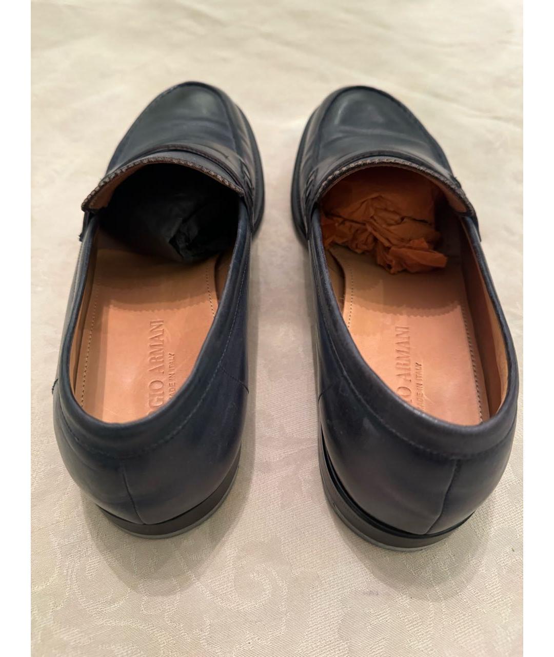 GIORGIO ARMANI Темно-синие кожаные туфли, фото 4