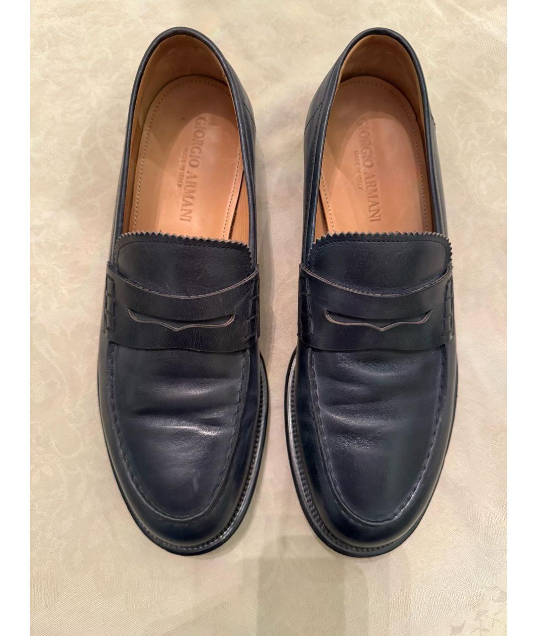 GIORGIO ARMANI Темно-синие кожаные туфли, фото 3