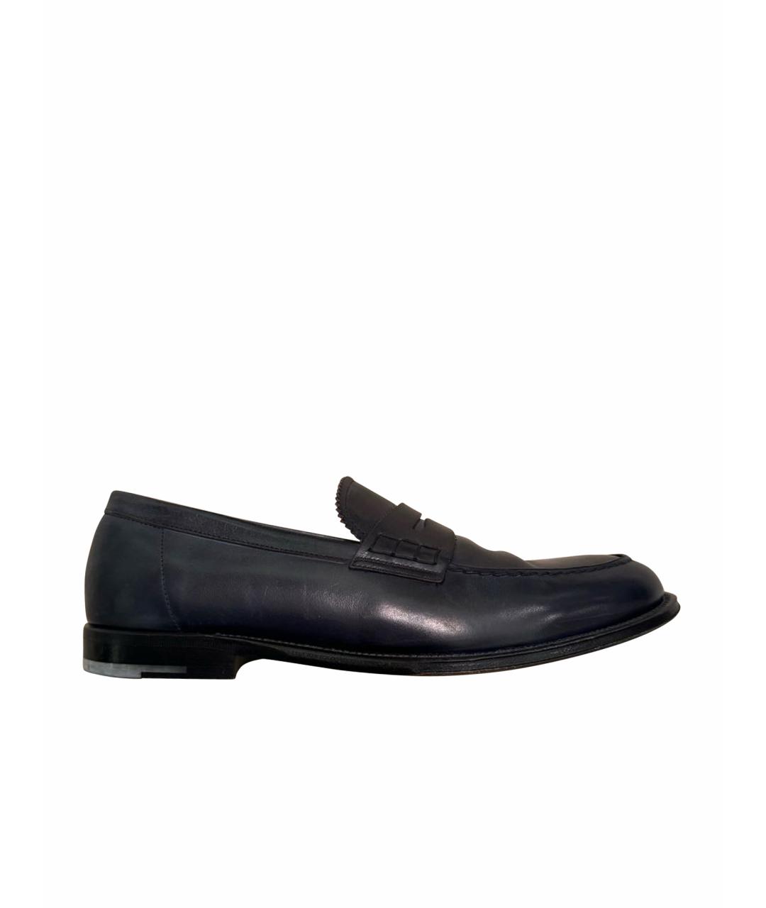 GIORGIO ARMANI Темно-синие кожаные туфли, фото 1